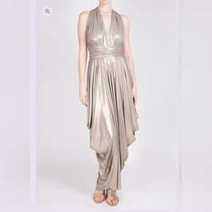 100% Silk Rose Gold Silk Infinity Maxi Dress